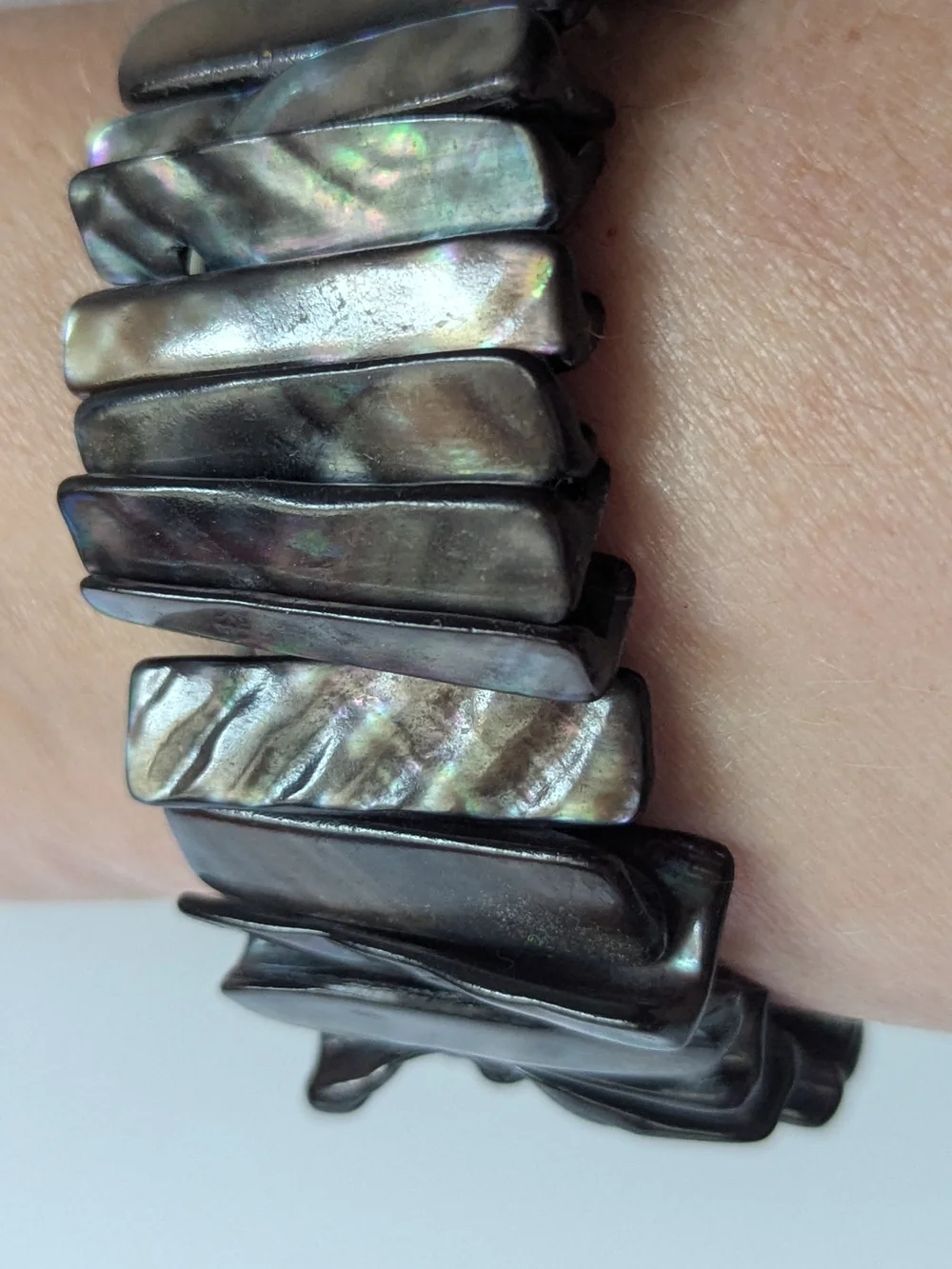 Iridescent Black Abalone Stretch Bracelet